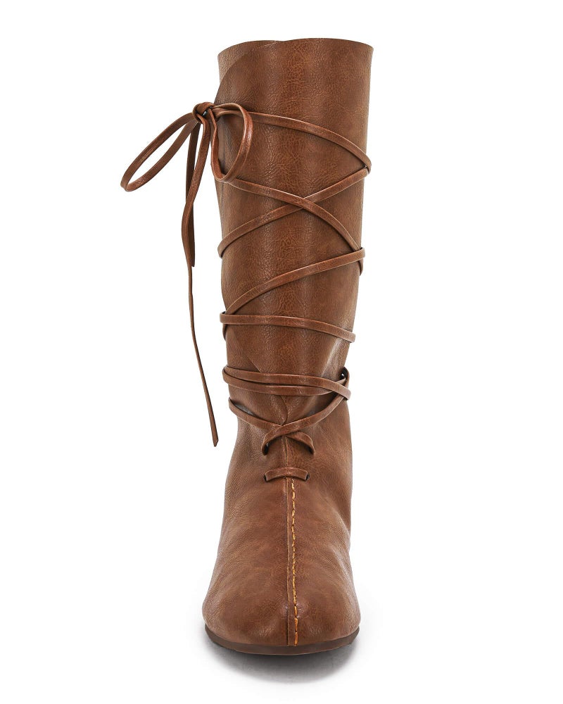 Syktkmx Mens Renaissance Loafer Boots Lace Up Medieval Cosplay Pirate Viking Tied Halloween Shoes - Image 5